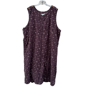 Vintage Serengeti Catalog Brown Floral Corduroy Jumper Dress 100% Cotton 3X